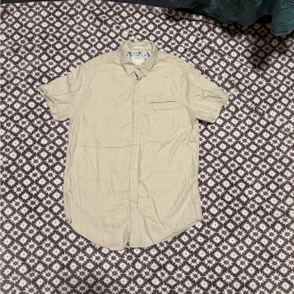 Men's Beige Short Sleeve Shirt